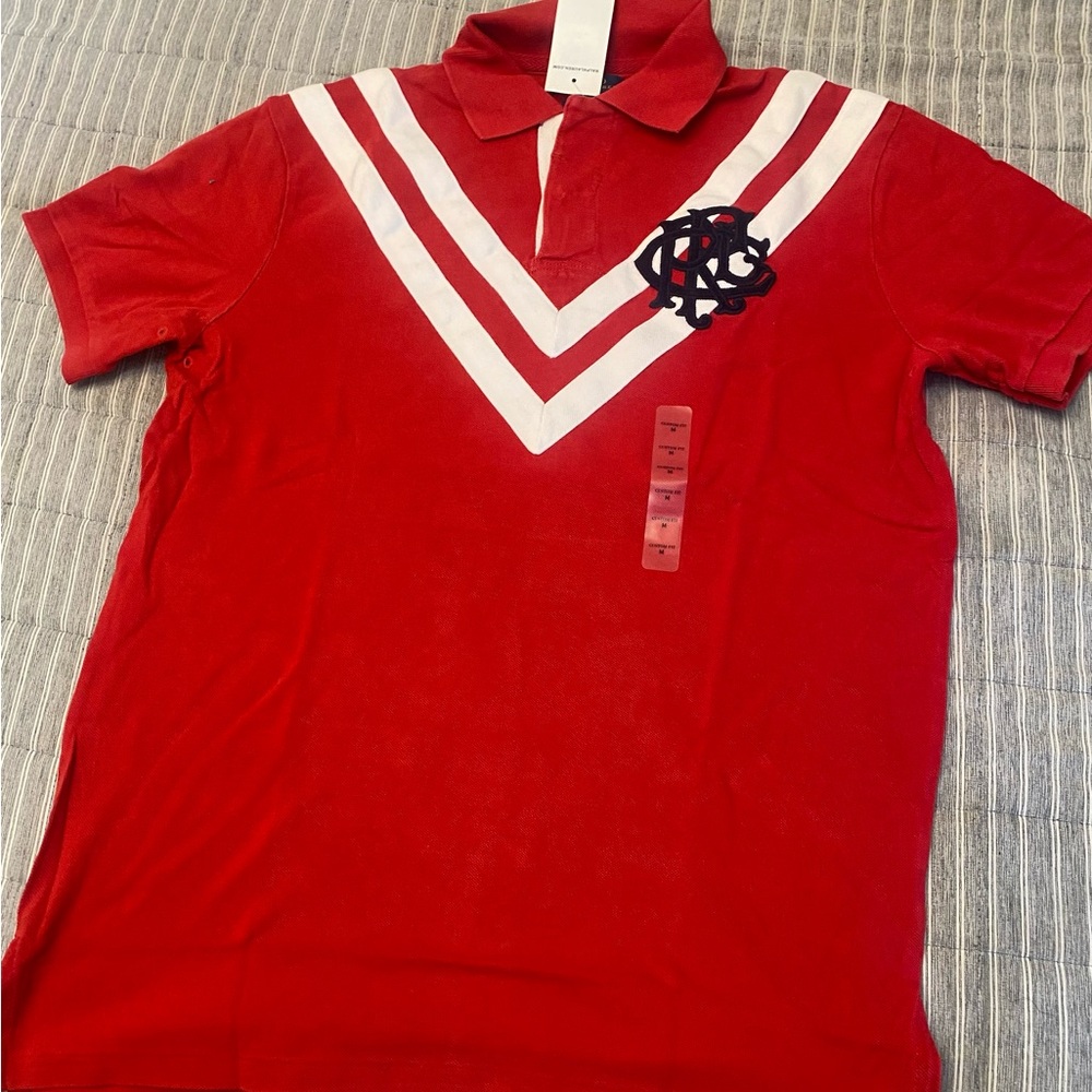 Polo by Ralph Lauren Red and White Men's Polo Shirt